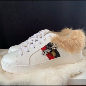 NWOT Customized Steve Madden White Fur Sneaker(10)